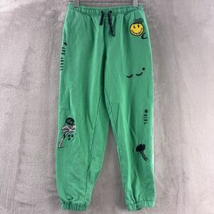 Agua Bendita Joggers Girls Size 10 Green Tattoo Print‎ Lounge Sweatpants